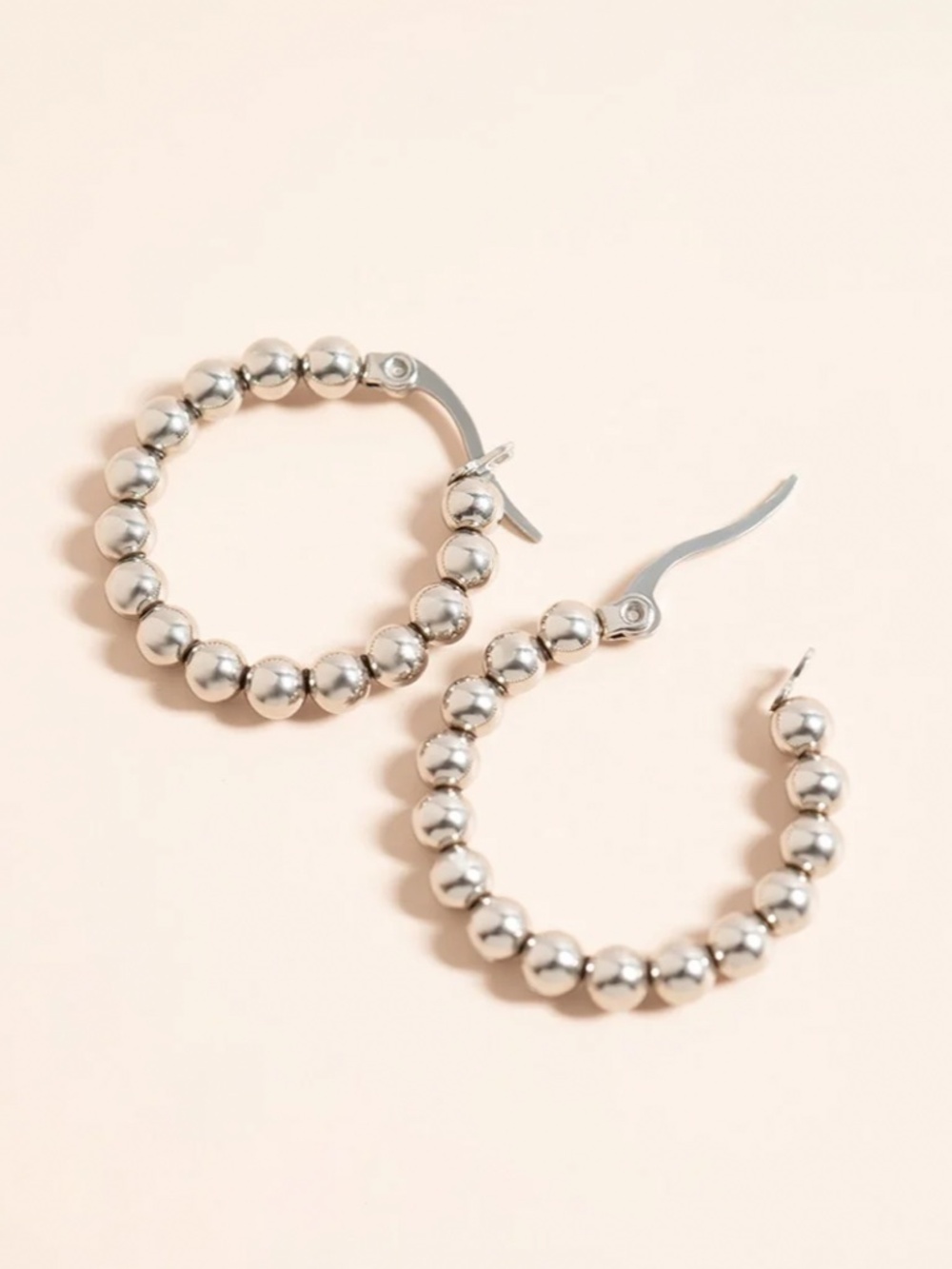 18K Gold PVD Stainless Steel Circle Ball Hoop Earrings